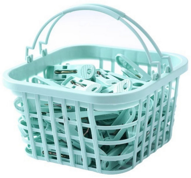 라인스미스 빨래 집게 30p + 바구니 세트, 블루, 1세트