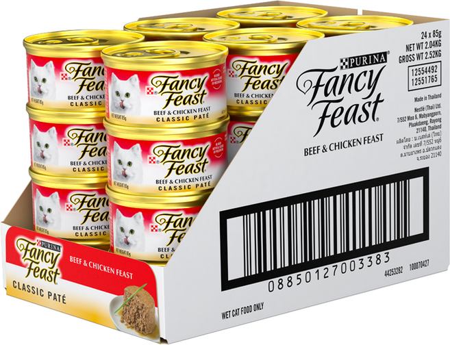 팬시피스트 생후 3개월 이후 고양이 화이트라벨 클래식 주식캔, 닭+소, 85g, 24개