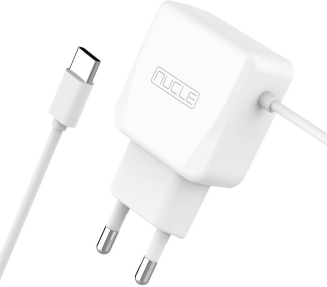 뉴클 2.1A C타입 일체형 유선 고속충전기, 화이트, 1개
