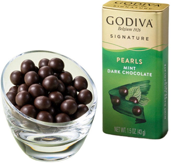 GODIVA PEARLS巧克力豆 薄荷口味, 1盒, 43g