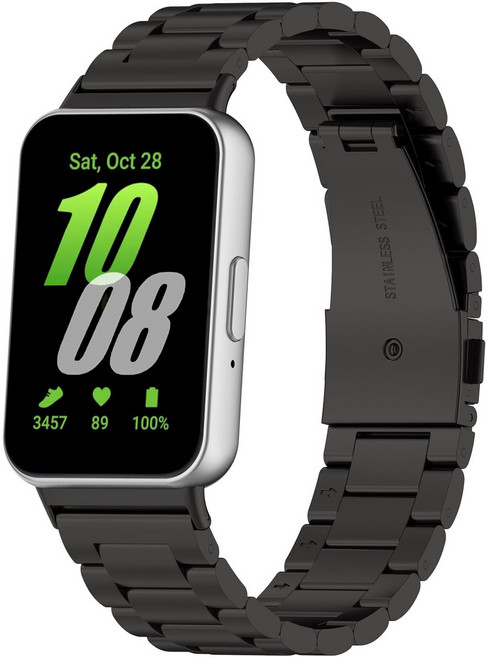 루아러블 갤럭시 핏3 프리미엄 메탈 스트랩, 블랙, 1개