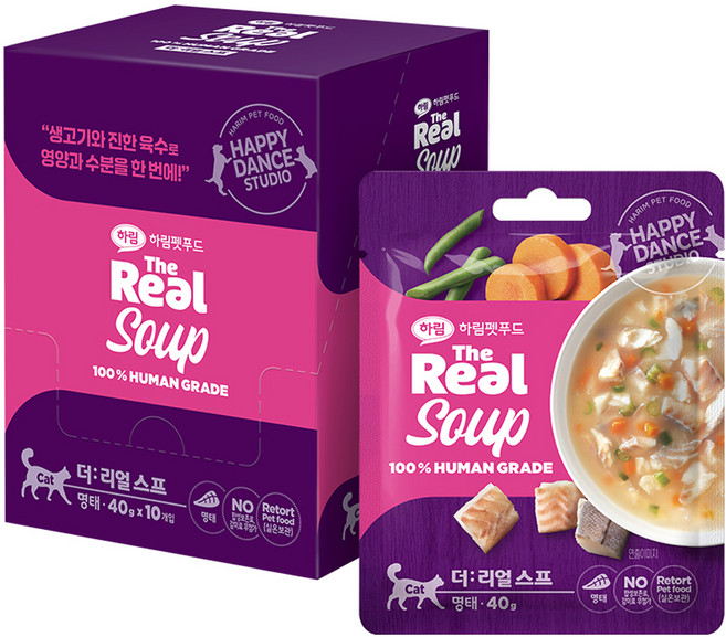 하림펫푸드 전연령 더리얼 캣 스프, 명태, 40g, 10개