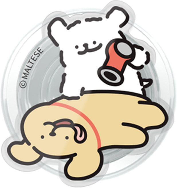 Maltese線條小狗手機支架, 1個, 吹風馬爾濟斯
