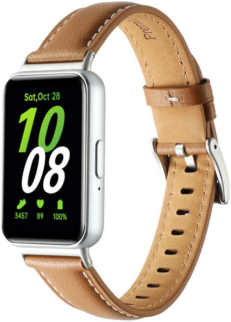 하마테 갤럭시핏3 전용 프리미엄 스티치 가죽 스트랩, 카멜, 1개