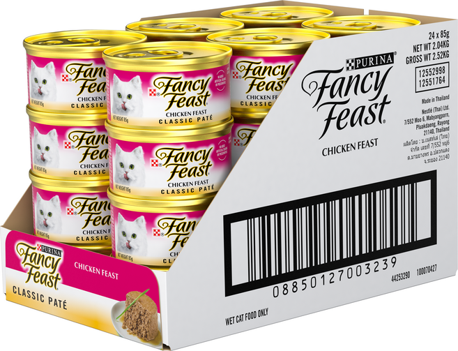 팬시피스트 생후 3개월 이후 고양이 화이트라벨 클래식 주식캔, 닭, 85g, 24개