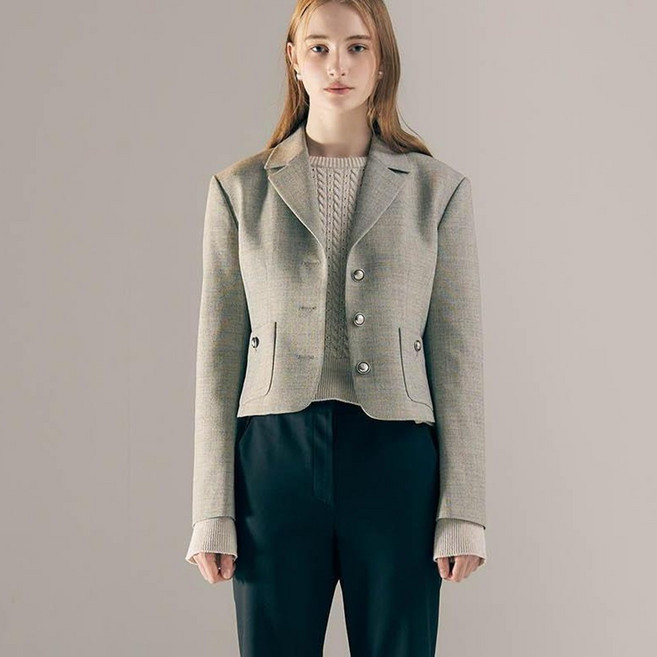 아바몰리 여성용 핏티드 3버튼 크롭 자켓