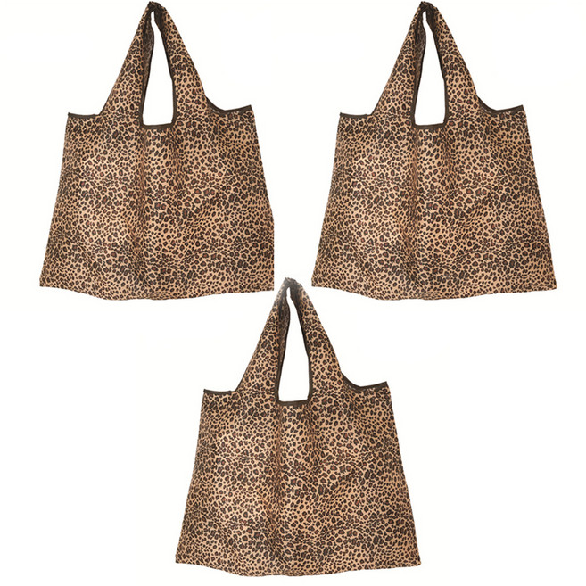 Allode 多種圖案摺疊購物袋, 3個, 18 豹紋