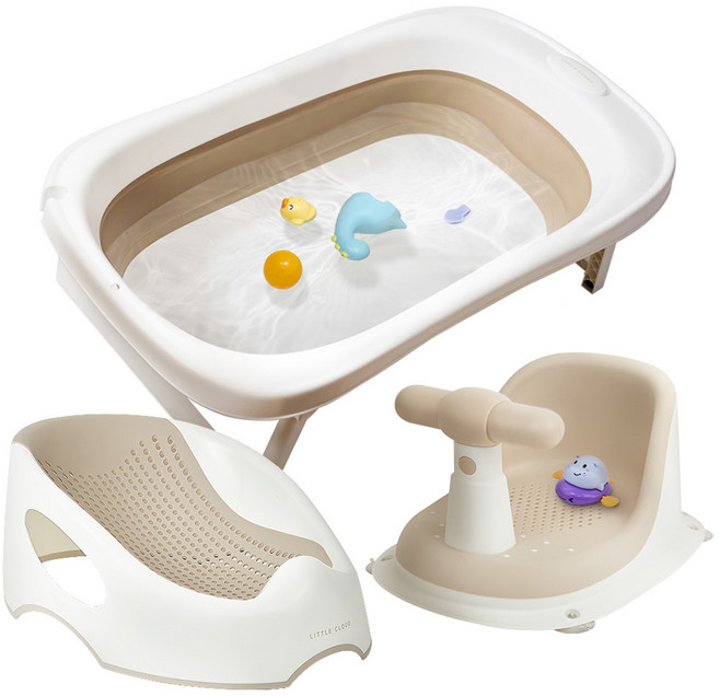 리틀클라우드 아기 등받이 욕조+목욕 의자+접이식 유아욕조