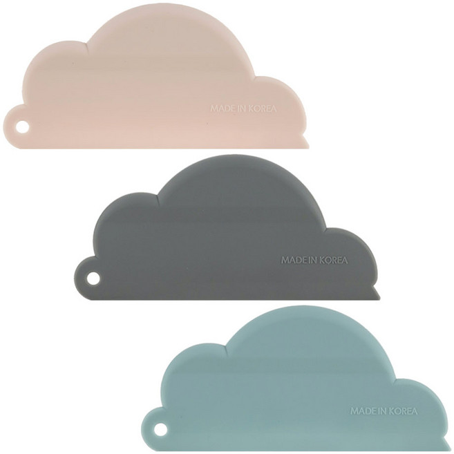 플라이토 실리콘 클라우드 미니 스퀴지 3종 세트 15cm, 1세트, 아이보리, 그레이, 민트