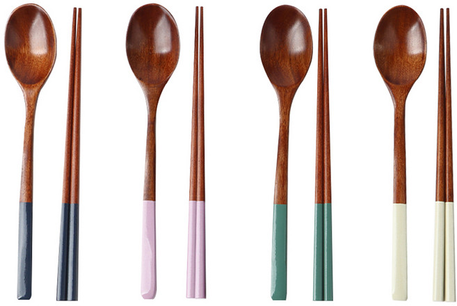 이와이엔스토리 옻칠 컬러핸들 4인 수저세트, IVORY + LAVENDER+ NAVY + BLUE GREEN, 숟가락 4p + 젓가락 4p, 1세트