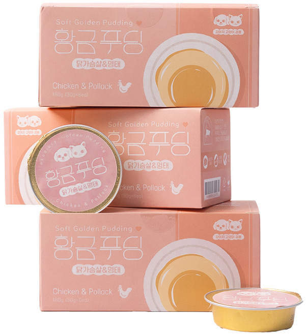 집사일기 고양이 황금푸딩, 혼합맛(닭가슴살/명태), 30g, 18개