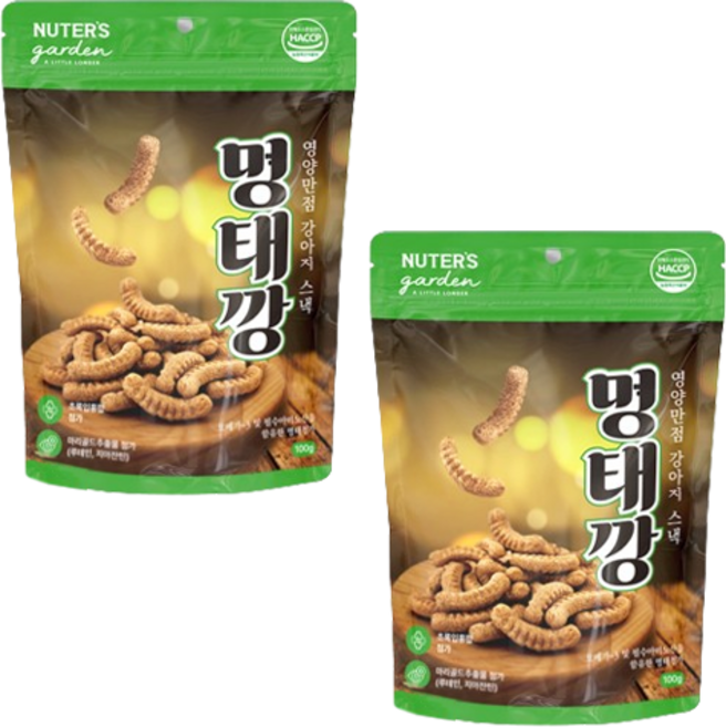 누터스가든 강아지 명태깡 간식 루테인 초록입홍합, 명태맛, 100g, 2개
