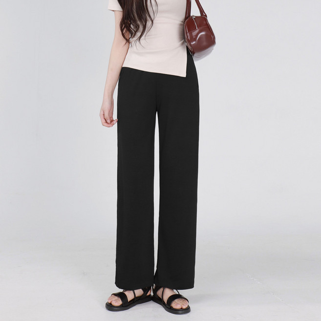 Cotton Closet 女性涼感透氣涼爽夏季涼感彈性鬆緊帶直筒長褲