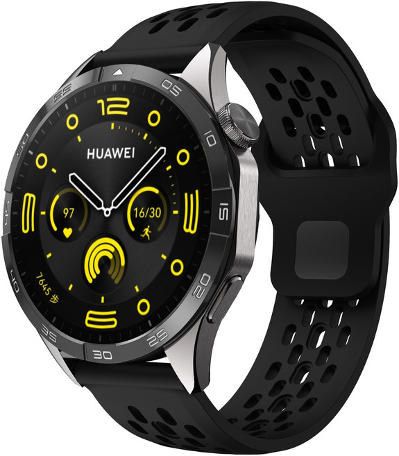 하마테 갤럭시워치 호환 멀티타공 소프트 실리콘루프 스트랩 22mm, 블랙, 1개