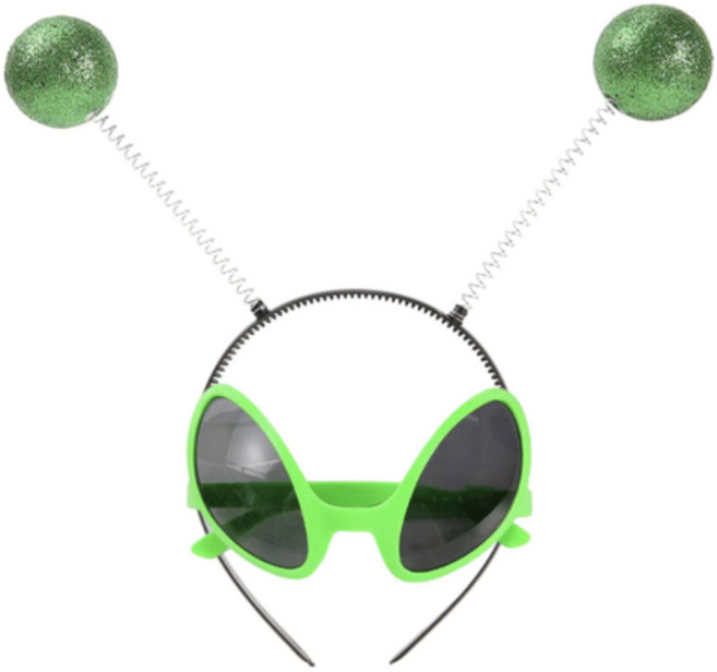 미미파티 웃긴 외계인 머리띠 + 선글라스 세트, 그린, 1세트