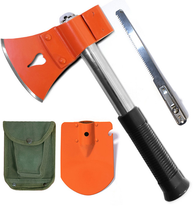 벅703 캠핑 손도끼 야전삽 + 톱 + 손잡이 + 파우치 세트, 혼합색상, 1세트