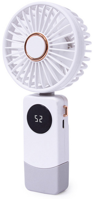 액센 LED 대용량 배터리 잔량표시 접이식 5단 조절 핸디 선풍기, 화이트, F36