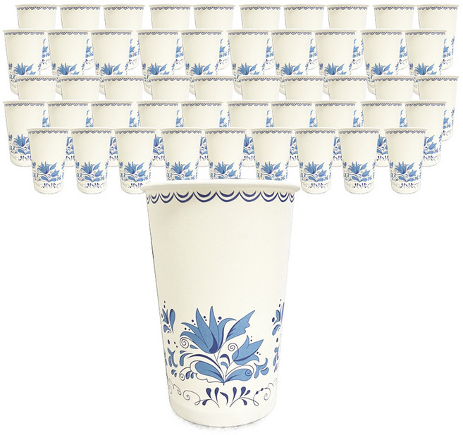 대한웰빙은박접시 유러피안 플라워 종이컵 380ml, 50개입, 1개