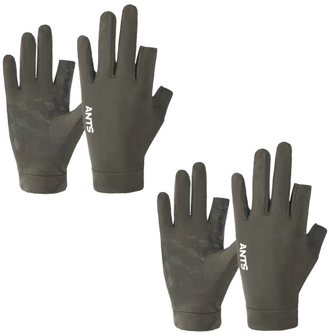 앤티스 오픈핑거 바이크 터치장갑 양손 착용 2세트, 카키