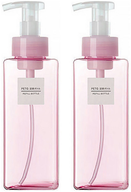 지앤와이 버블 펌프 공병 650ml, 2개, 핑크