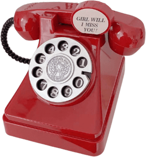레트로 빈티지 전화기 장식품 인테리어 저금통, 레드, 1개