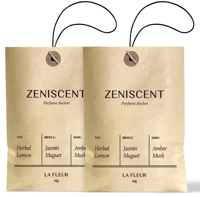 제니센트 퍼퓸 사쉐 옷장방향제 본품, 40g, 2개, 라 플레르