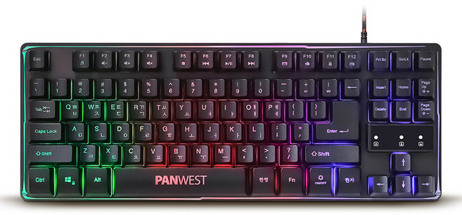 팬웨스트 멤브레인 RGB 백라이트 게이밍 키보드, 블랙, GK45 KTL