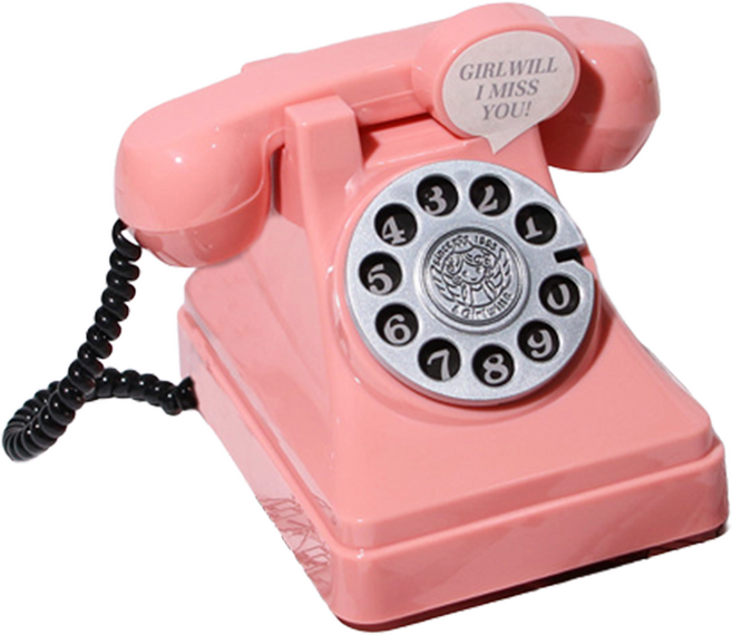 레트로 빈티지 전화기 장식품 인테리어 저금통, 핑크, 1개