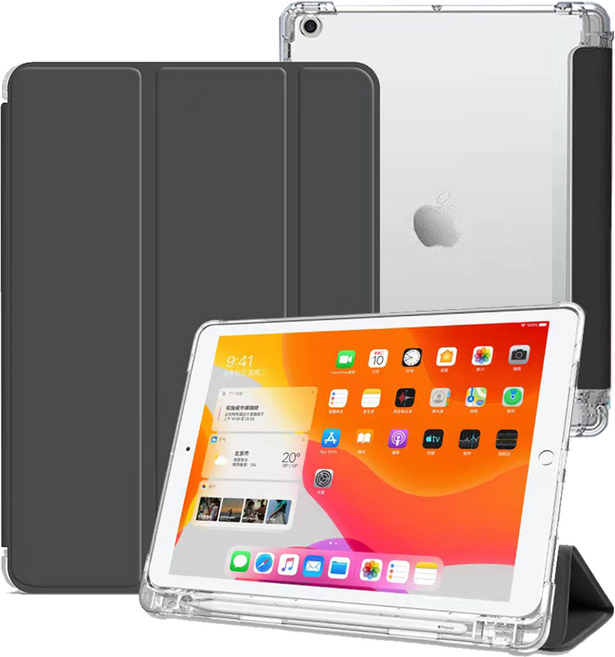 태블릿나라 클리어 애플펜슬 수납 태블릿PC 케이스, 블랙, 1개