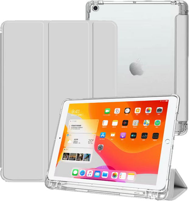 태블릿나라 클리어 애플펜슬 수납 태블릿 케이스, 그레이