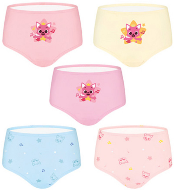 BYC 여아용 핑크퐁 삼각 면 팬티 5종 세트 PKP2021
