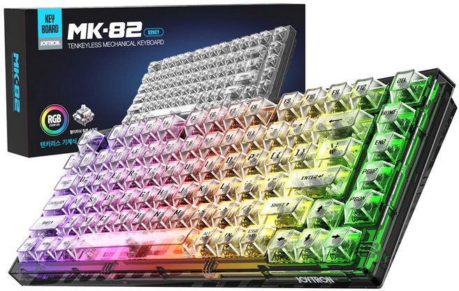 조이트론 투명 LED 게이밍 기계식 유선키보드, 화이트, MK82