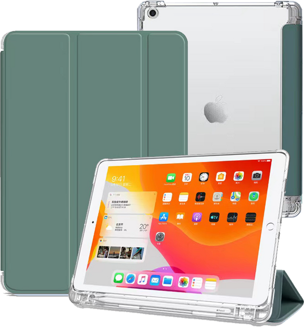 태블릿나라 클리어 애플펜슬 수납 태블릿PC 케이스, 다크그린, 1개