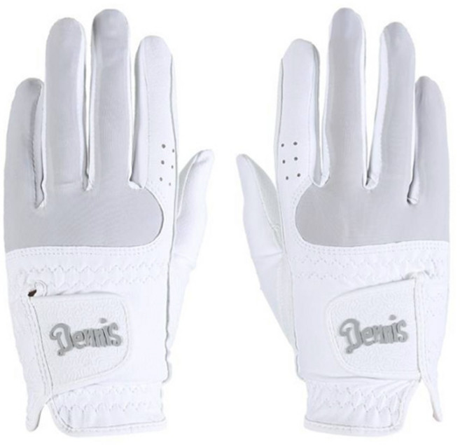 데니스골프 여성용 브레서블 쿨그립 썸머 UV차단 골프장갑 양손용, 그레이, 1세트