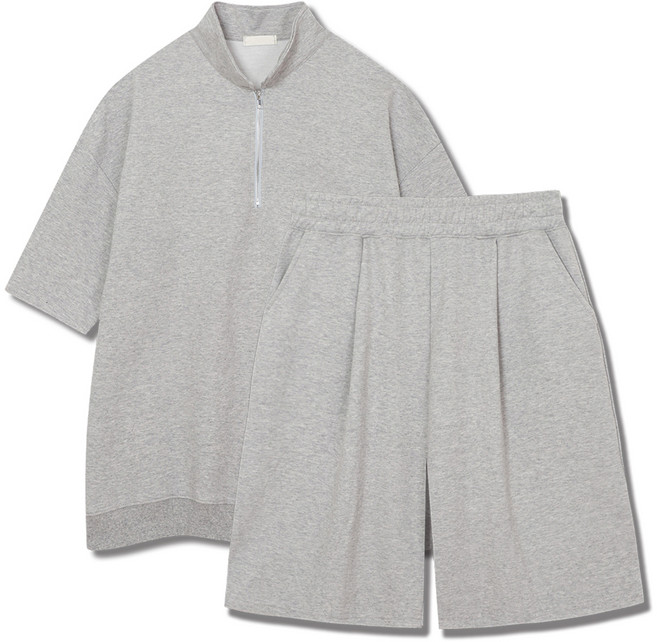 일루소 남성용 특양면 아노락 카라 버뮤다 트레이닝복 상하의 세트