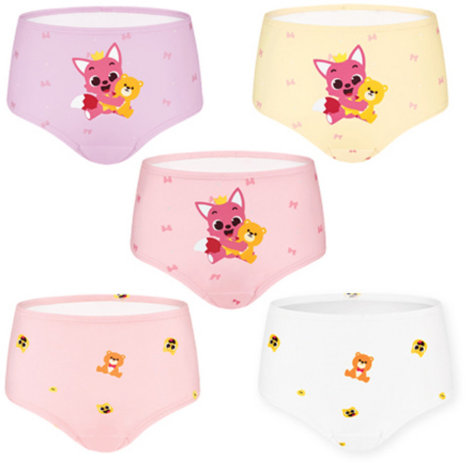 BYC 핑크퐁 여아용 소아삼각 면 5종 세트 PKP2019