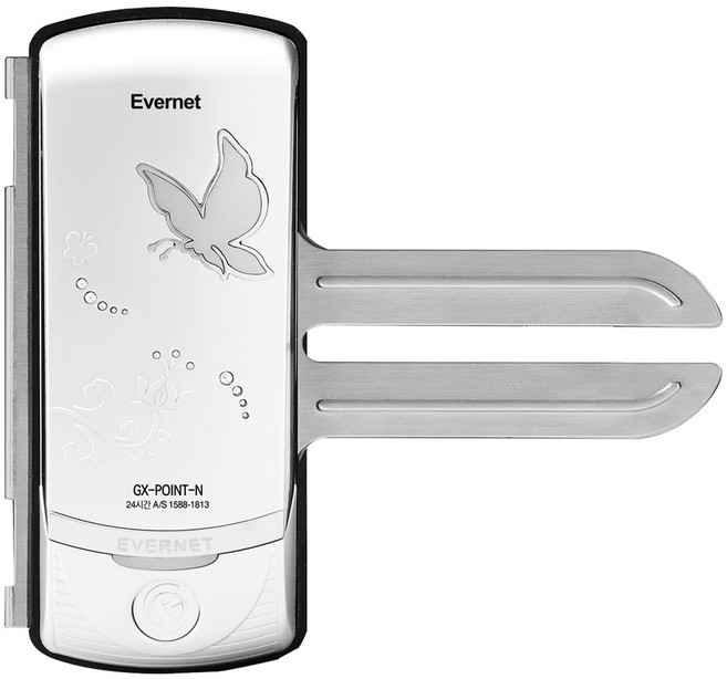 에버넷 커버형 유리문 전용 보조키 손잡이 없음 도어락, GX-POINT-N, 고객직접설치
