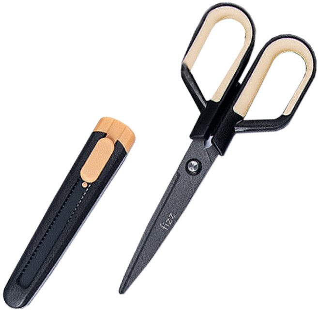 투코비 다기능 분리형 가위 + 커터칼 세트, 블랙, 1세트