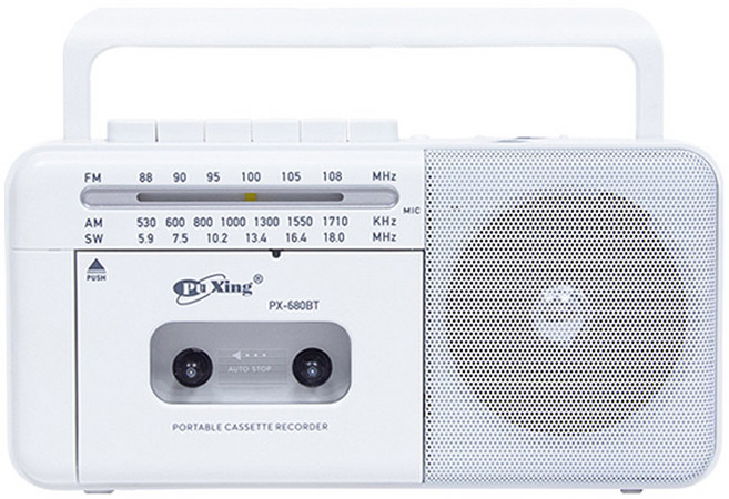 코비 레트로 클래식 올인원 휴대용 카세트 라디오, CMC-350F, 화이트