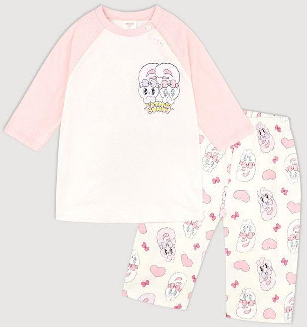 milkmilelolo 兒童款Esther Bunny可愛朋友7分室內上下套裝