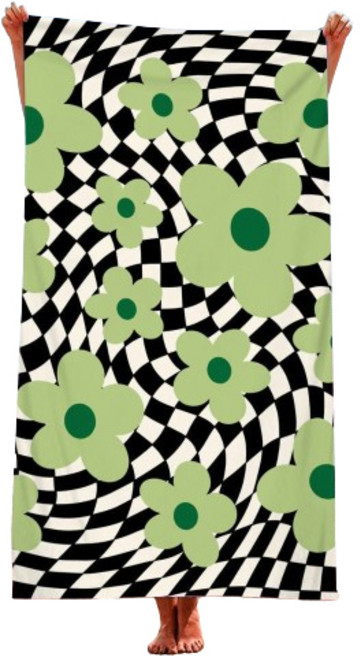 언헤브 유니크 디자인 비치 타월 90 x 180 cm, 22체크플라워, 1개