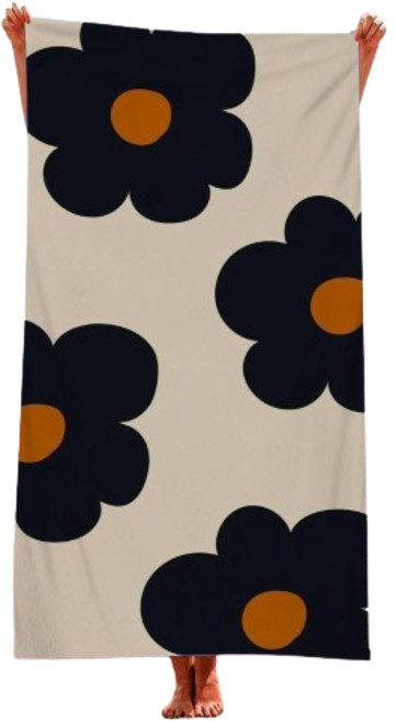 언헤브 유니크 디자인 비치 타월 80 x 160 cm, 24 빅플라워, 1개