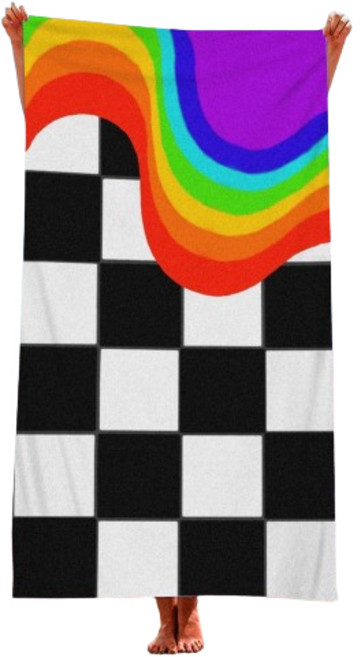 언헤브 유니크 디자인 비치 타월 80 x 160 cm, 16 무지개 빅체크, 1개