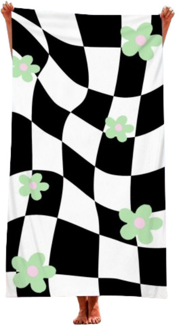 언헤브 유니크 디자인 비치 타월 80 x 160 cm, 08 플라워 체크, 1개