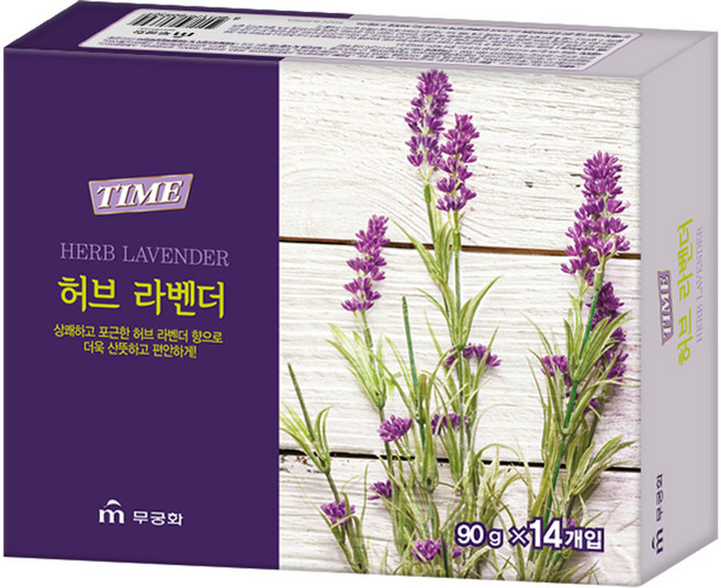 무궁화 타임 비누 허브 라벤더, 90g, 14개입