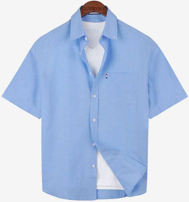 가이스토리 남성용 옥스포드 베이직 타우드 반팔 셔츠