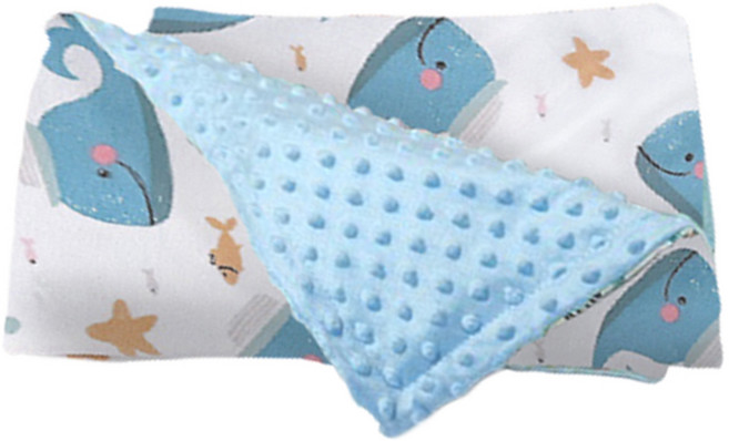 我家寶貝 豆豆絨安撫巾蓋毯, 鯨魚 藍色