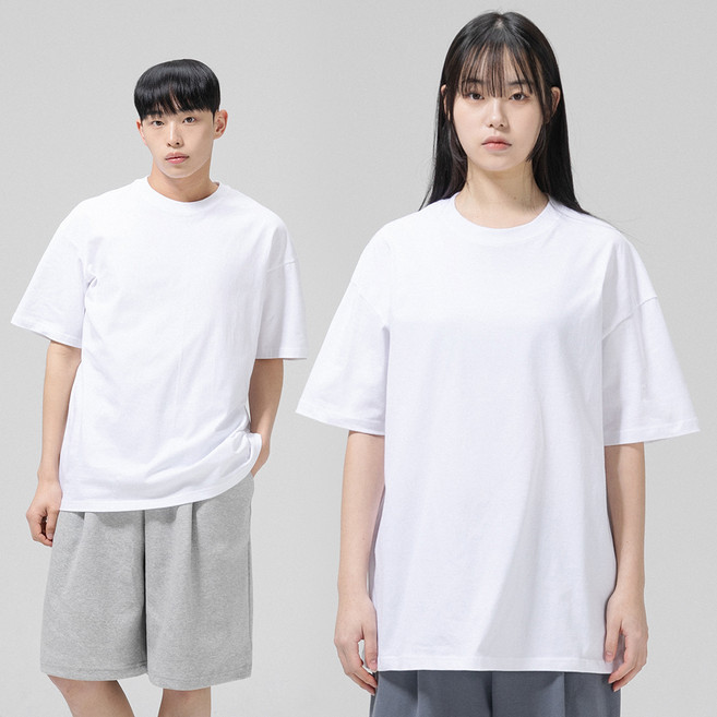 그랜피니 어센틱 오버핏 무지 베이직 라운드 통기성 20수 면 반팔 티셔츠