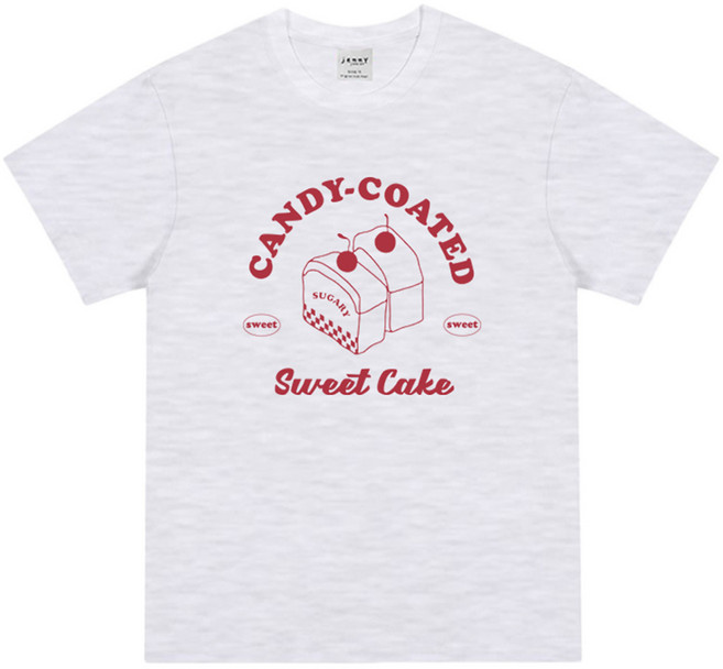 제니 여아용 오버핏 스위트케이크 반팔 티셔츠 JN2033T