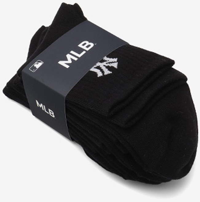 New York Yankees MLB 男士時尚基本款Logo中筒襪5雙